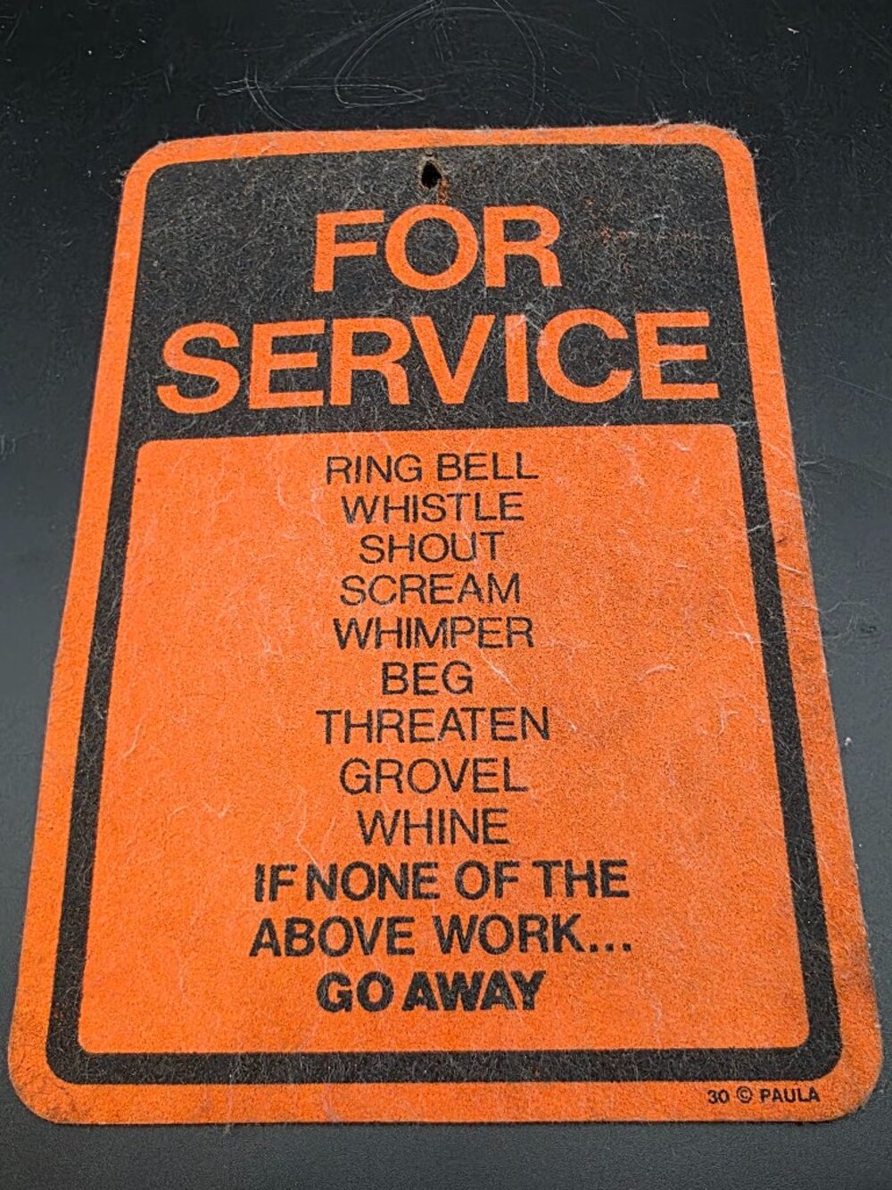 Garage Service 10"x7" Vintage Novelty Fabric Sign Tag funny